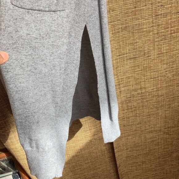 Marty M cotton blend long open cardigan color light cool grey - Picture 4 of 5